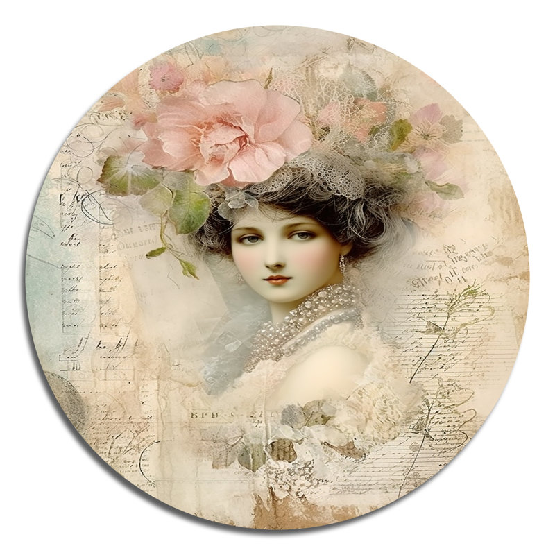 Faye - Art floral rond en métal, H 23 po x l 23 po