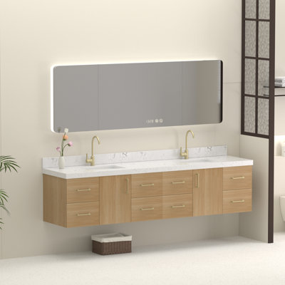 Elowen 60" Wall Mounted Single Bathroom Vanity With Engineered Stone Top And Sink