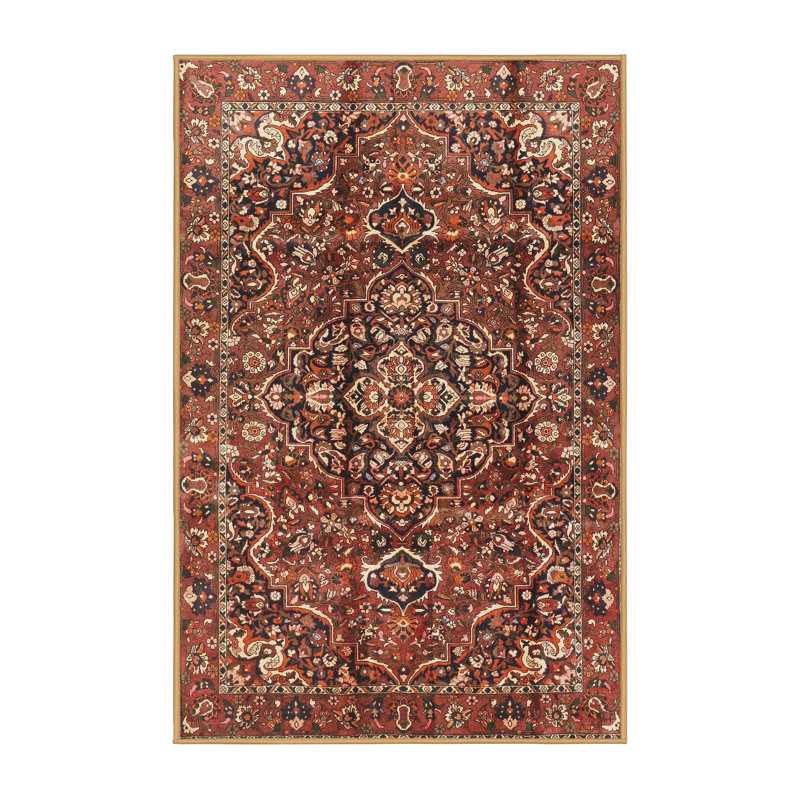 Tapis brun / rouge traditionnel, Rectangle 4 pi x 6 pi