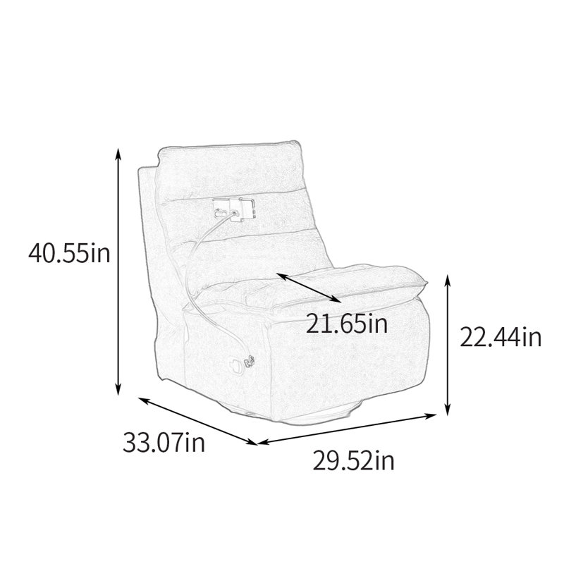 Simple Modern Swivel Recliner with Phone Holder, Beige