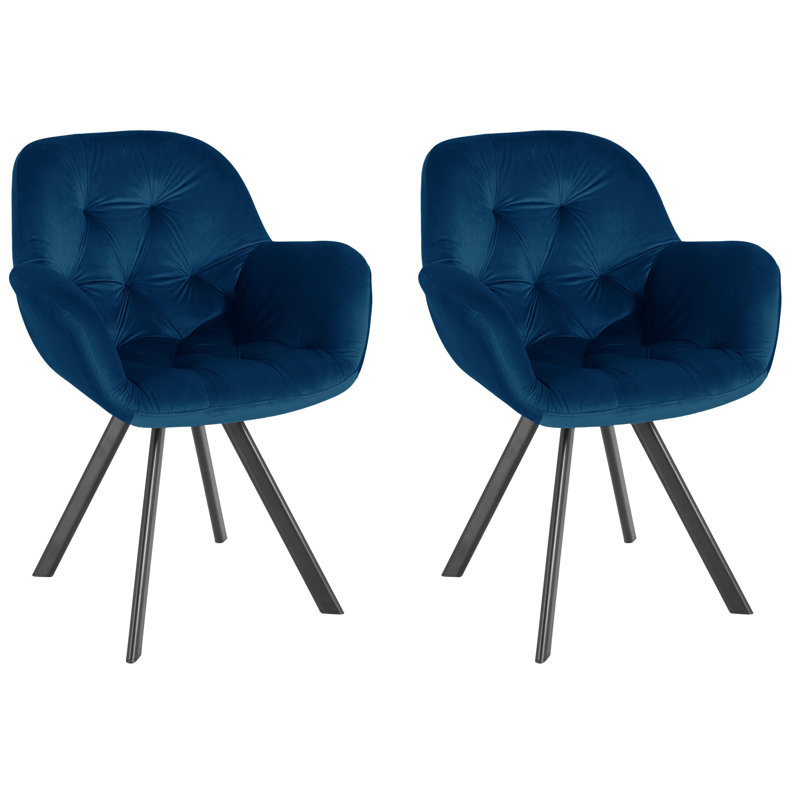Aella Dinning Chair 2pack Grey Velvet, Navy Blue