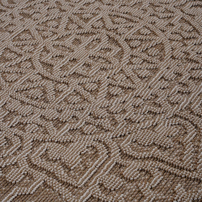 Tapis d'intérieur / extérieur beige / médaillon 6 x 9 LOOM & LUXE Collection, Beige/brun, Rectangle 6 pi 7 po x 7 pi 9 po