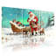 Ensemble de 3 impressions sur toile de Noël, père Noël avec renne et traîneau-512584360