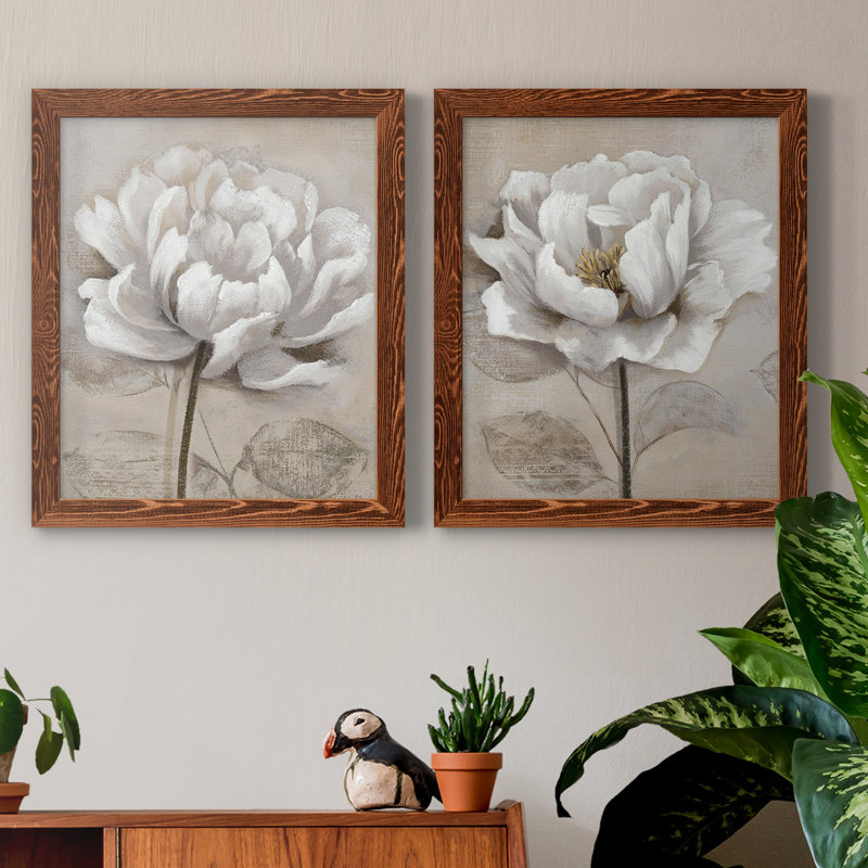 "Soft White I", ensemble de 2 reproductions d'art, H 24 po x l 36 po, Toile avec cadre photo sans passe-partout, Érable
