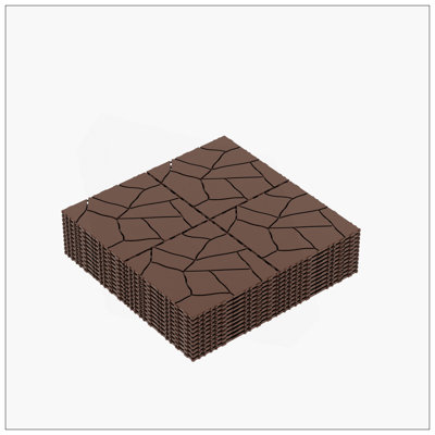 Carreaux de terrasse de style 12 pouces Style, plancher à emboîter pour le porche, la piscine, le balcon et la cour arrière, installation facile, brun rouge
