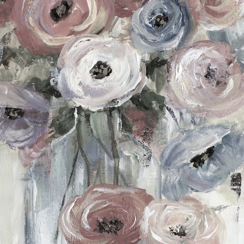 «Bottles and Blooms Soft», reproduction de peinture acrylique sur toile tendue, H 24 po x l 12 po x P 1,5 po
