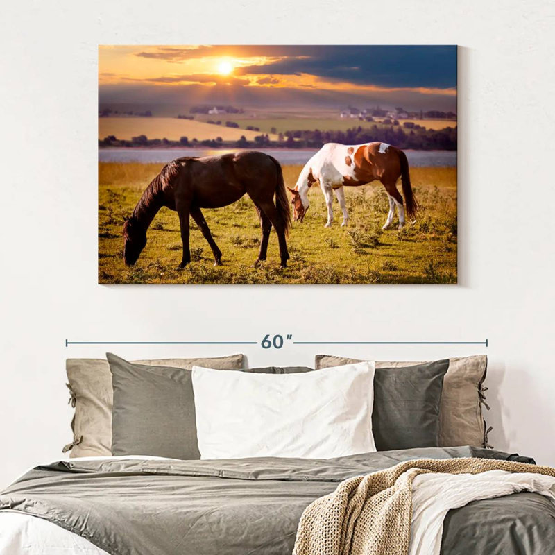Brampt Horses On Pasture, 34" H x 51" W