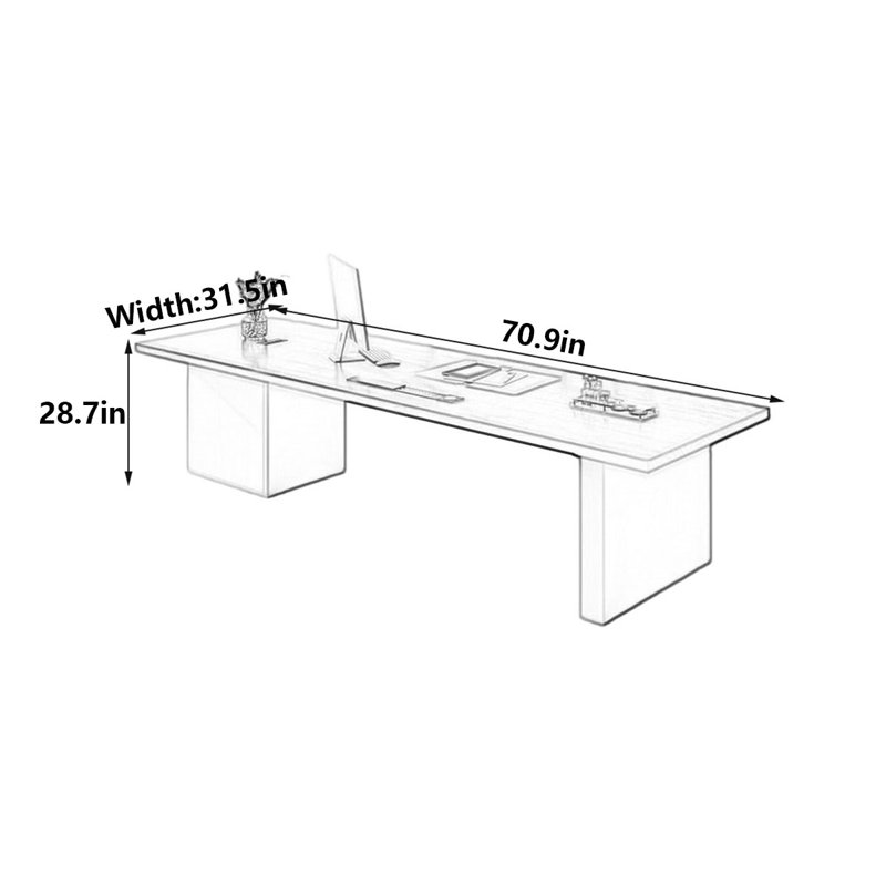 Bureau de luxe en bois massif, H 28,7 po x l 70,9 po x P 31,5 po