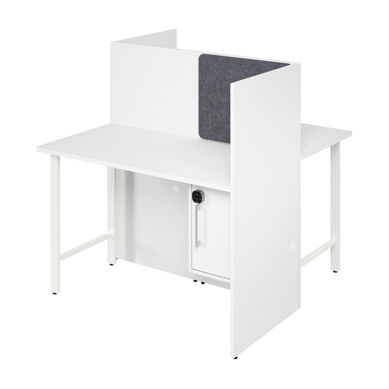 Bush Business Furniture Hustle 2 Person Office Cubicle Desk With Storage Set, 48.19" H x 47.32" W x 24.09" D, White/Black