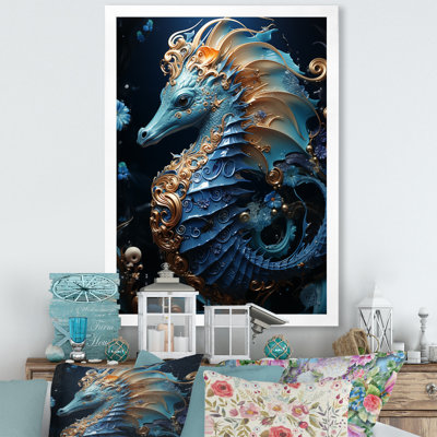 Sapphire Seahorse Delicate Drips II - animaux, impressions sur toile