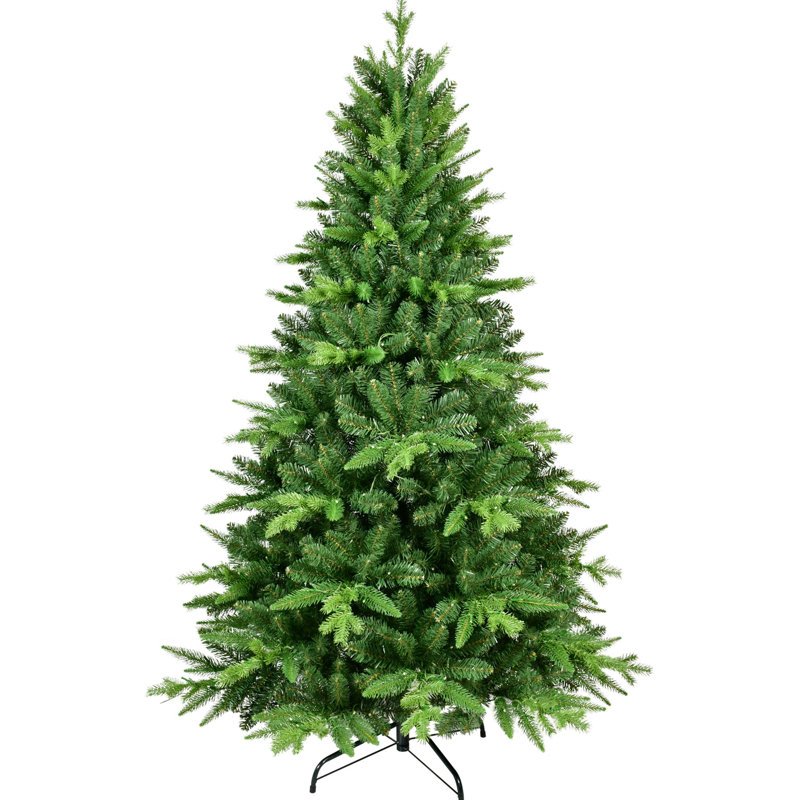 Arbre de 5 pi avec 250 lumières à DEL blanc chaud, 850 pointes de forme réaliste, mélange Pe + pour un aspect naturel et une utilisation à long terme, conception de charnière en métal, décor de Noël réaliste, pleine durabilité
