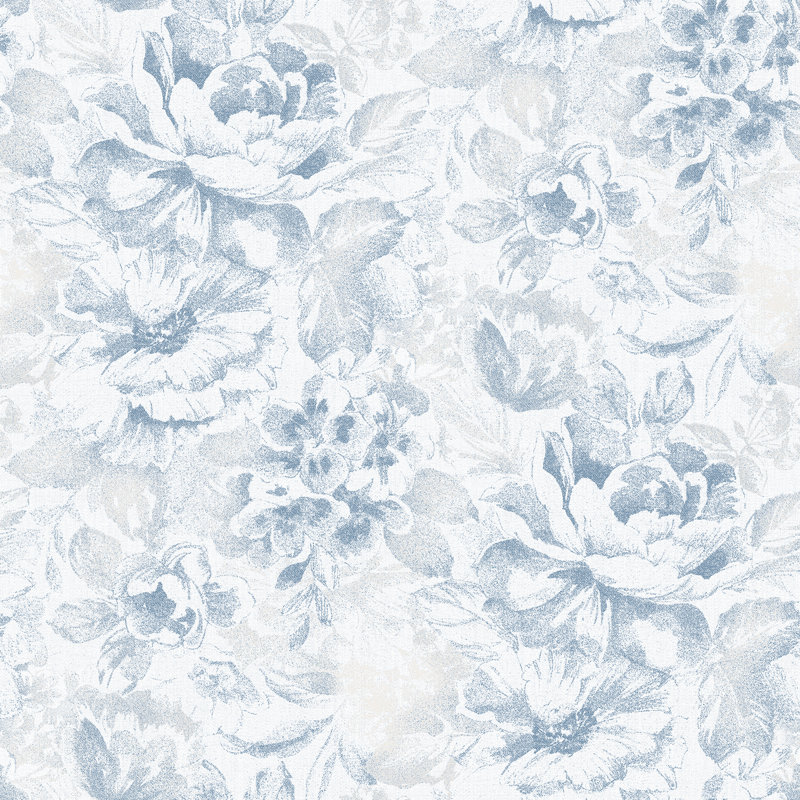 10m x 53cm Matte Wallpaper Roll, Blue/Grey