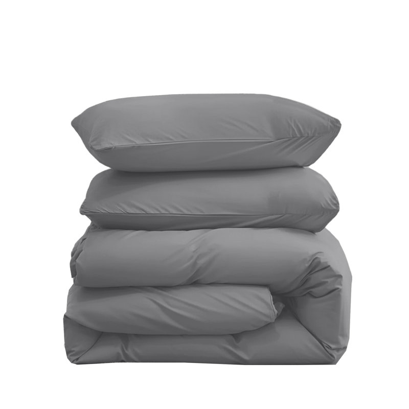 Microfiber Solid Colour Duvet Cover Set, Single Duvet Cover + 1 Pillowcase, Grey