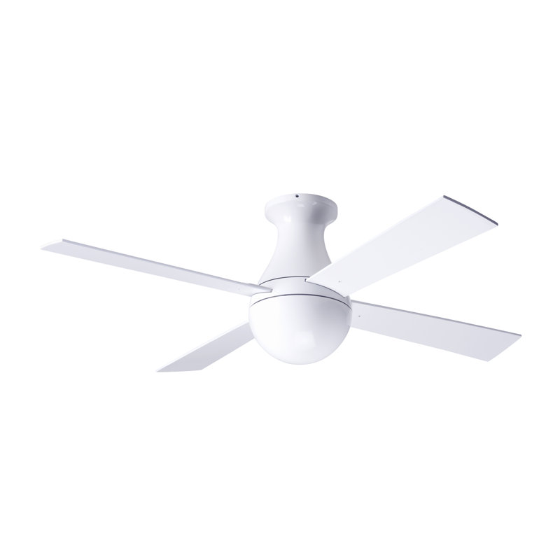 Ball 42'' Ceiling Fan, Handheld Remote Control (2-wire), Gloss White, White
