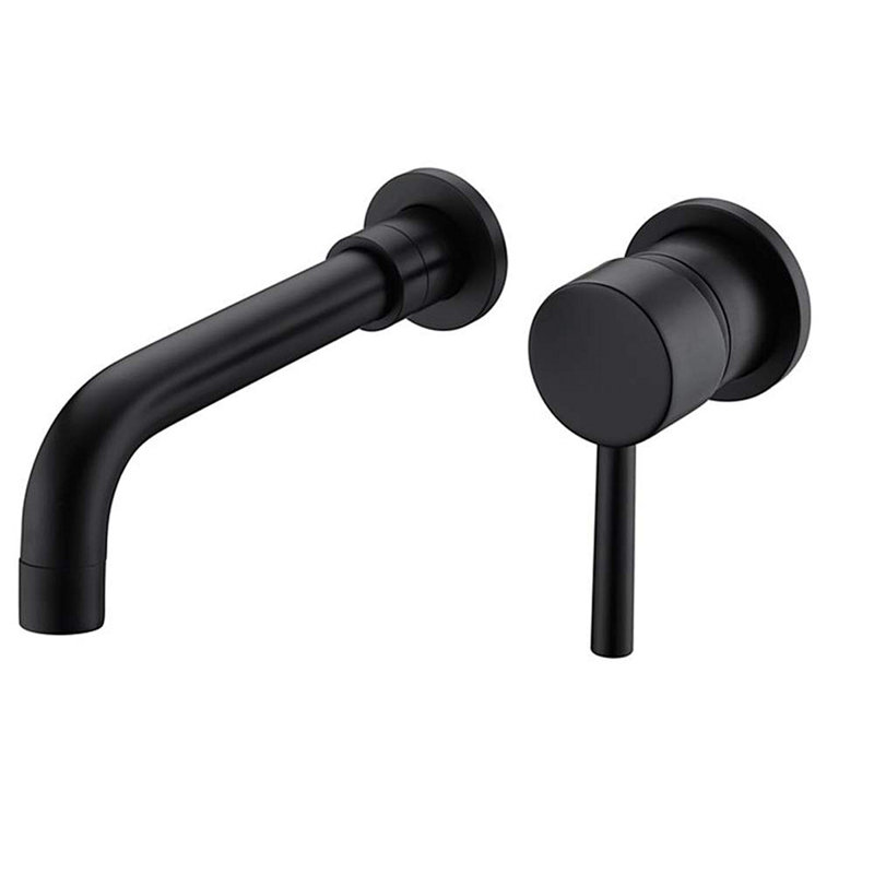 Wall Mount Single Handle Bathroom Faucet, Matte Black