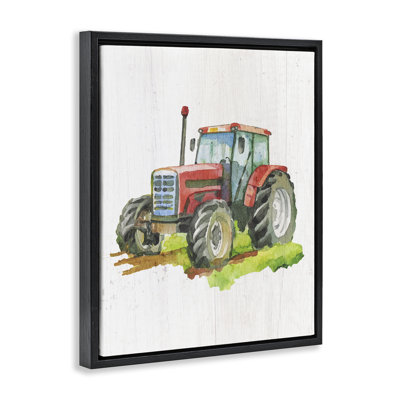 Detailed Country Tractor Framed Floater Canvas Wall Art by Daphne Polselli