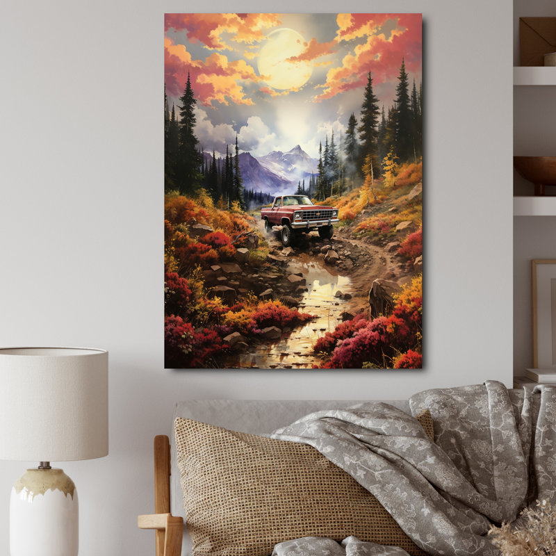 Camionnette jaune Athenea Mountain Majesty, H 44 po x l 34 po x P 1,5 po, Toile tendue