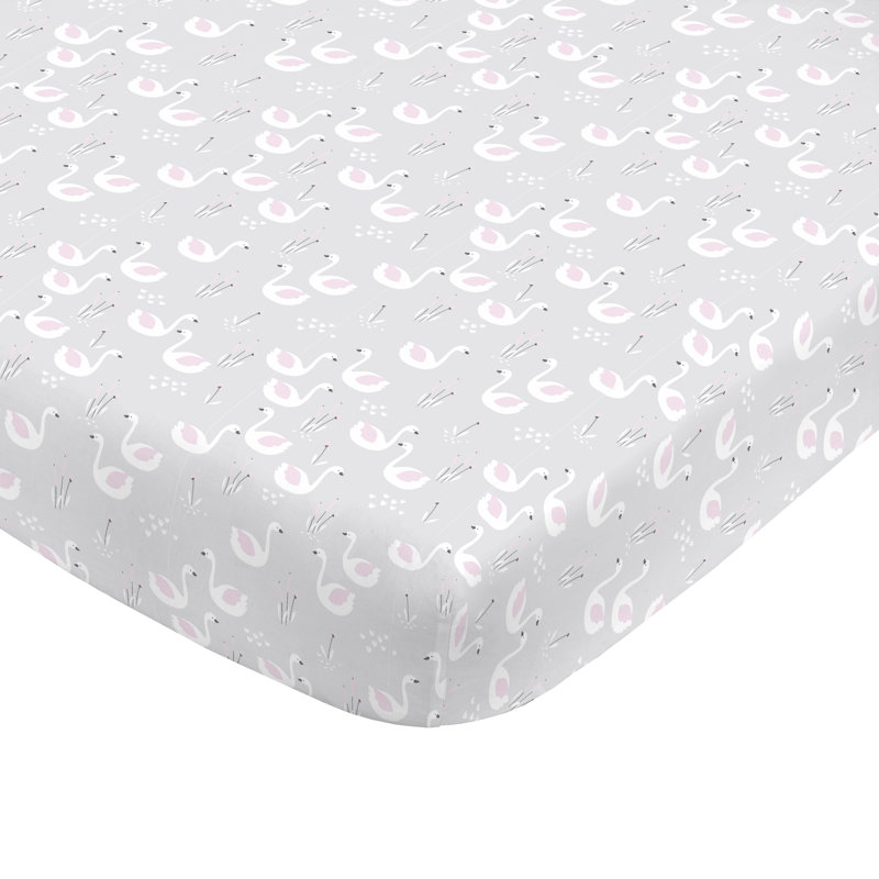 Drap-housse pour lit de bébé swan pour chambre super douce Mills, L 28 po x L 52 po, Gris