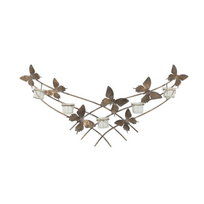 Candle Holder Gold Metal Wall Sconce - Hand-Finished Distressed Wall Candle Holder for Living Room, Hallway and Home Wall Décor