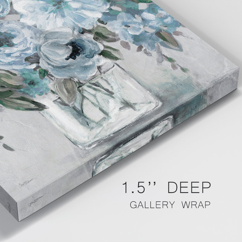 Painterly Blues - Toile tendue avec châssis de qualité supérieure - prête à être accrochée