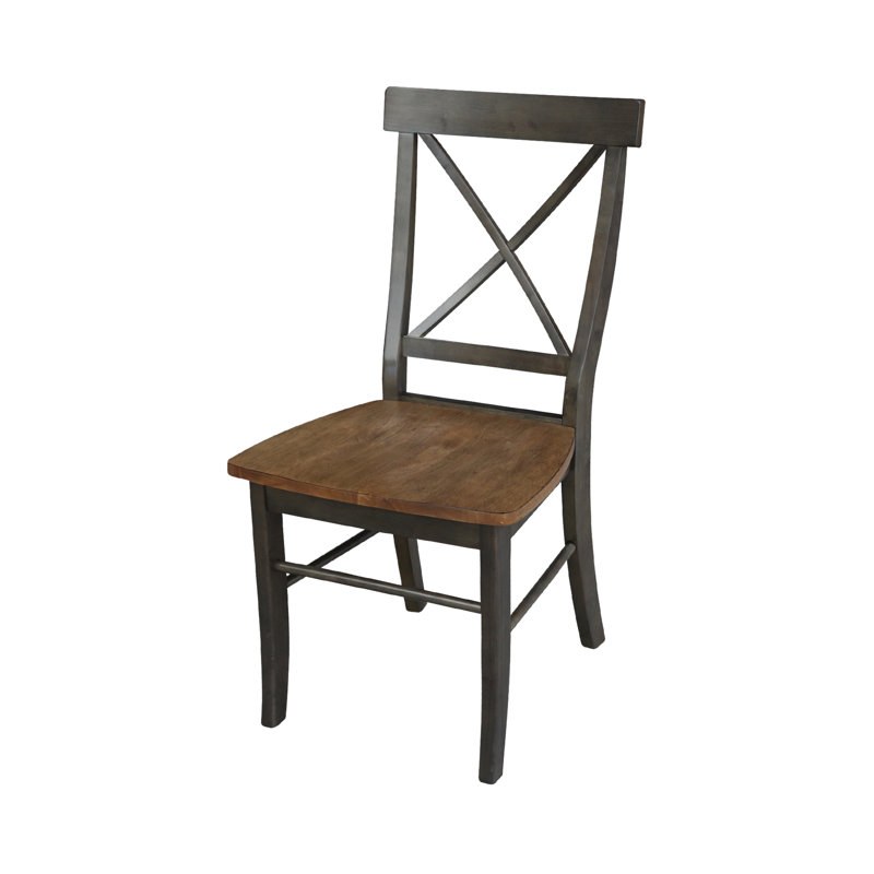 Bellmead Solid Wood Cross Back Side Chair, Hickory/Washed Coal