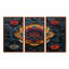 Fleur de lotus rouge, pétales dorés - ensemble d'art mural mandala boho-1704376822-1704376823