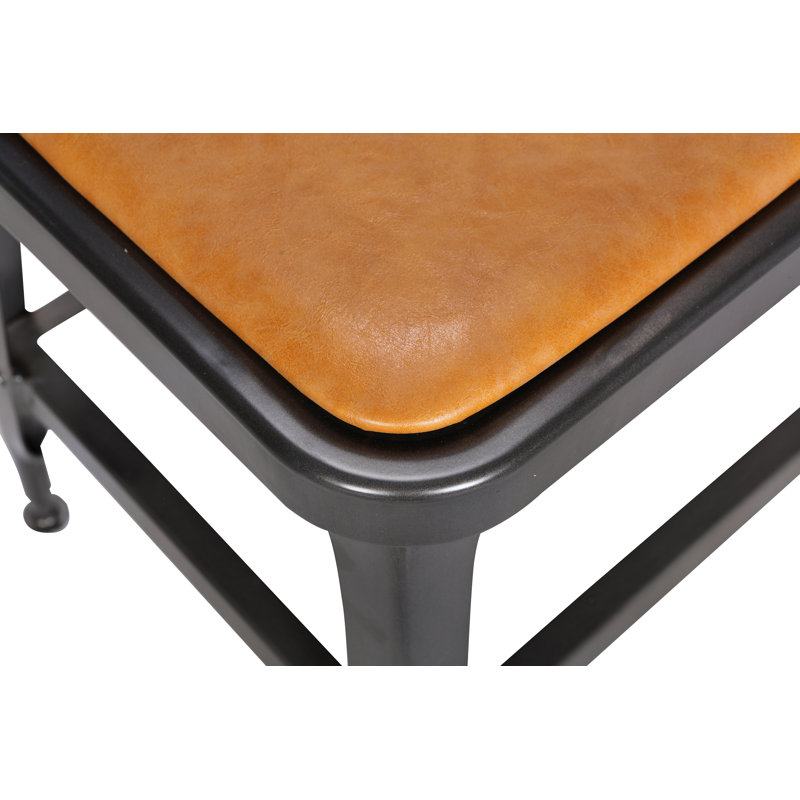 17.7'' H Polyurethane Upholstered Side Chair, Vintage Camel, Matt Gunmetal