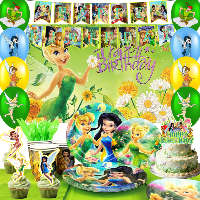 Tinkerbell Birthday Party Decorations, 112 Pcs Tinkerbell Party Supplies & Tinkerbell Party Tableware for Kids Set