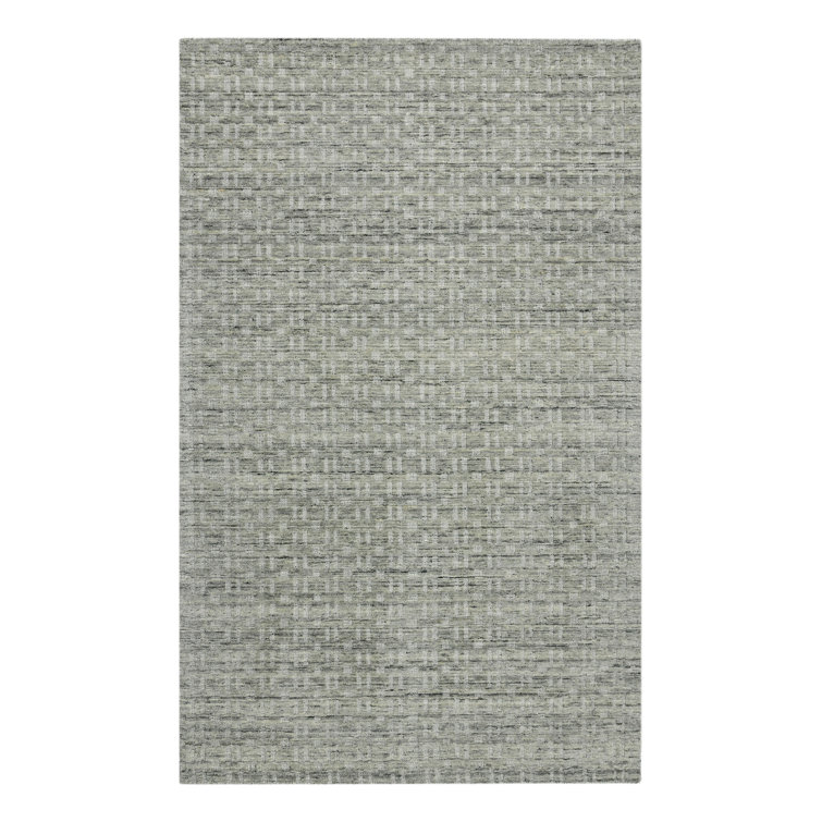 Tapis géométrique en laine noué à la main gris / noir Sieda