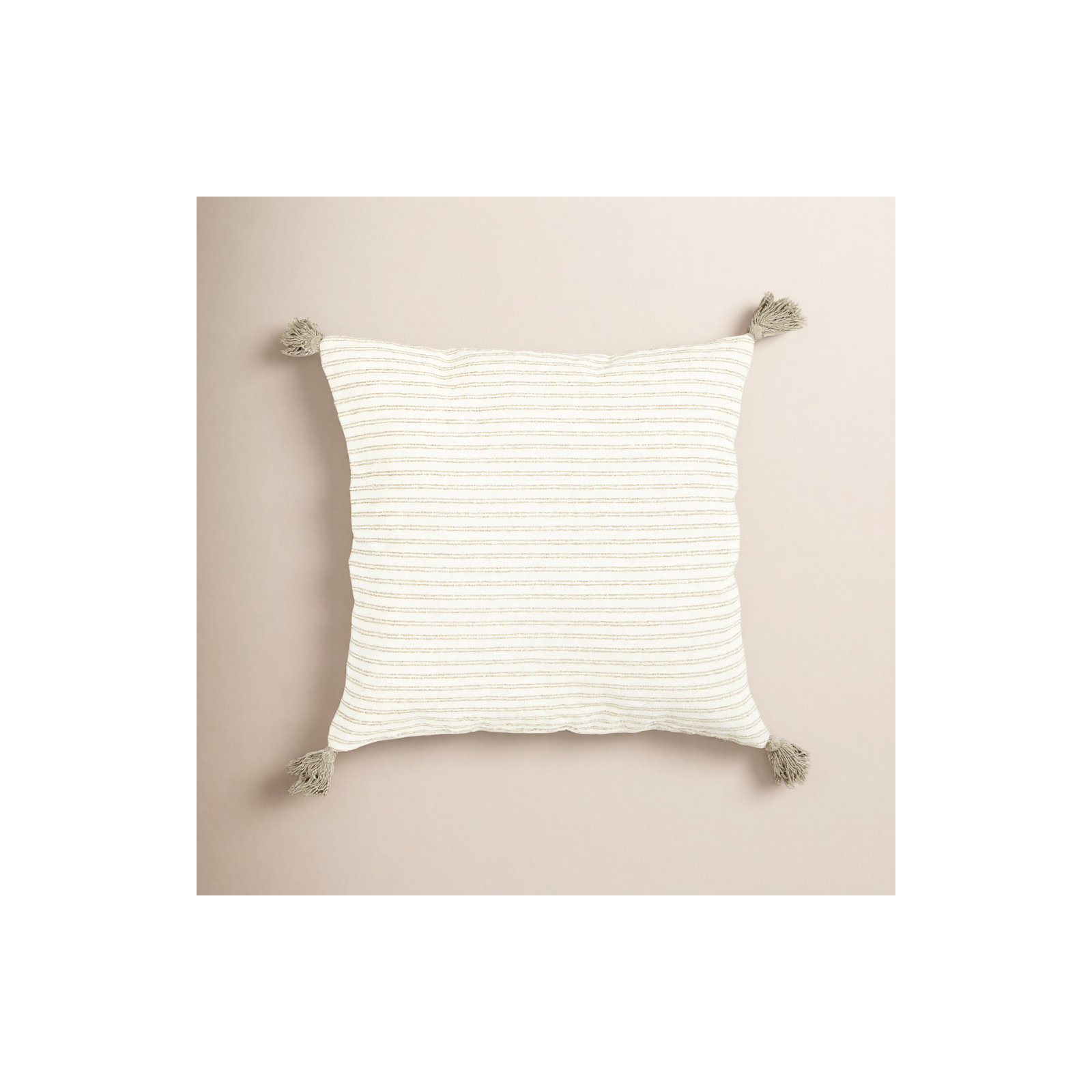 Kalio Tassels Cotton Throw Pillow, Taupe