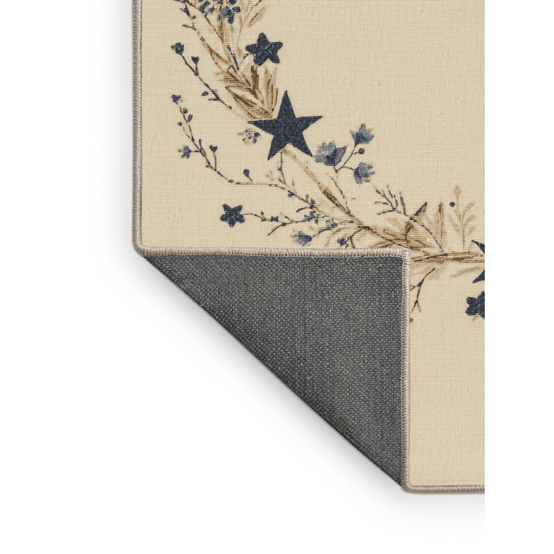 Soft Plush Feemster July 4Th Modern & Contemporary Abstract Area Rug in Beige – Beige Binding, 7x10