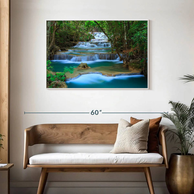 Cascade de la forêt de Kanchanaburi, Cadre flottant blanc, 43 po x 29 po