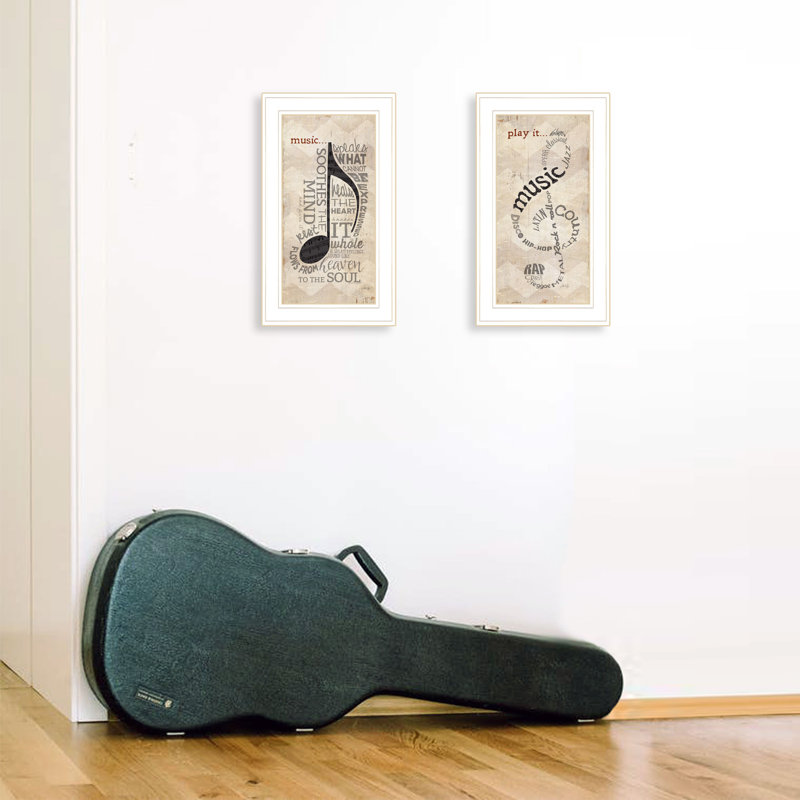 «Music», ensemble de 2 pièces encadrées par Marla Rae, Blanc