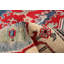 Tapis bleu marine / rouge / brun clair en laine nouée à la main 6 pi x 9 pi 3 po One Age of a Kind Kind