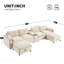 Canapé modulaire de 136 po avec console, porte-gobelet, chargeur USB, repose-pieds de rangement mobile, conception à tirette et capitonnée, canapé en chenille surdimensionné en U pour salon et appartement, 2 couleurs-125894064