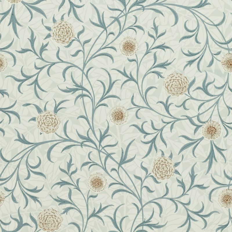 Scroll 10.05m x 52cm Matte Wallpaper Roll, Blue