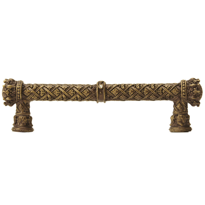 Carpe Diem 6132-3C Crowning Glory Queen Anne Antique Brass Queen Anne 5 inches c.c. pull w/ Swarovski Crystals in Antique Brass