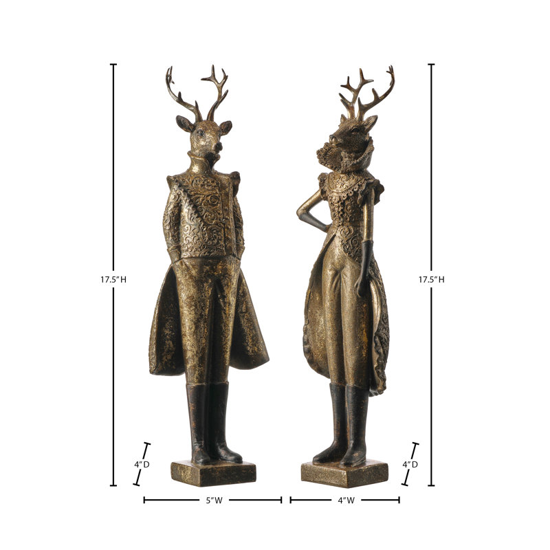 17,5 po en résine Gentleman and Lady Deer