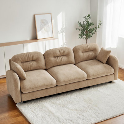 Canapé AileyThree-Seat avec canapé en tissu chenille, conception ergonomique, mousse haute densité, accoudoirs élégants, base en bois de haute qualité et installation facile
