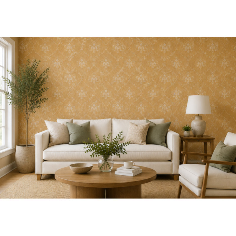 Noah 32.7' L x 20.5" W Wallpaper Roll, Ochre/Yellow