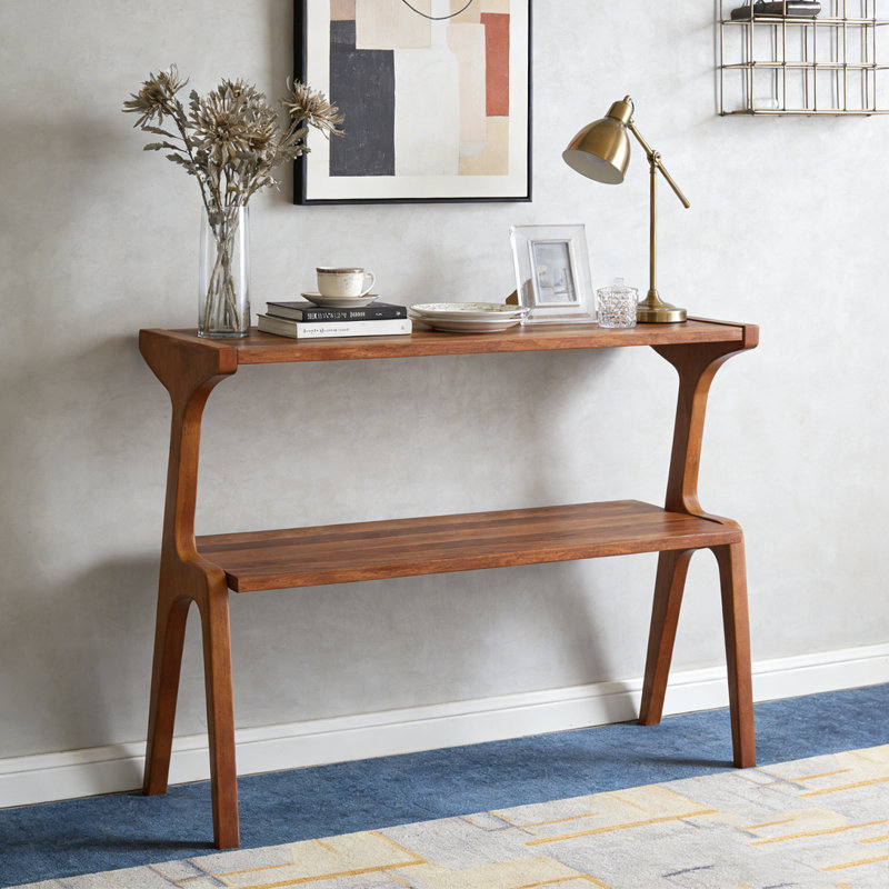 Table de rangement, table de bout compacte, table d'appoint en bois, Cerisier