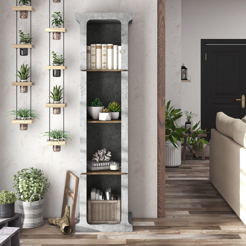 75.39'' H x 19.69'' W Cement Standard Bookcase
