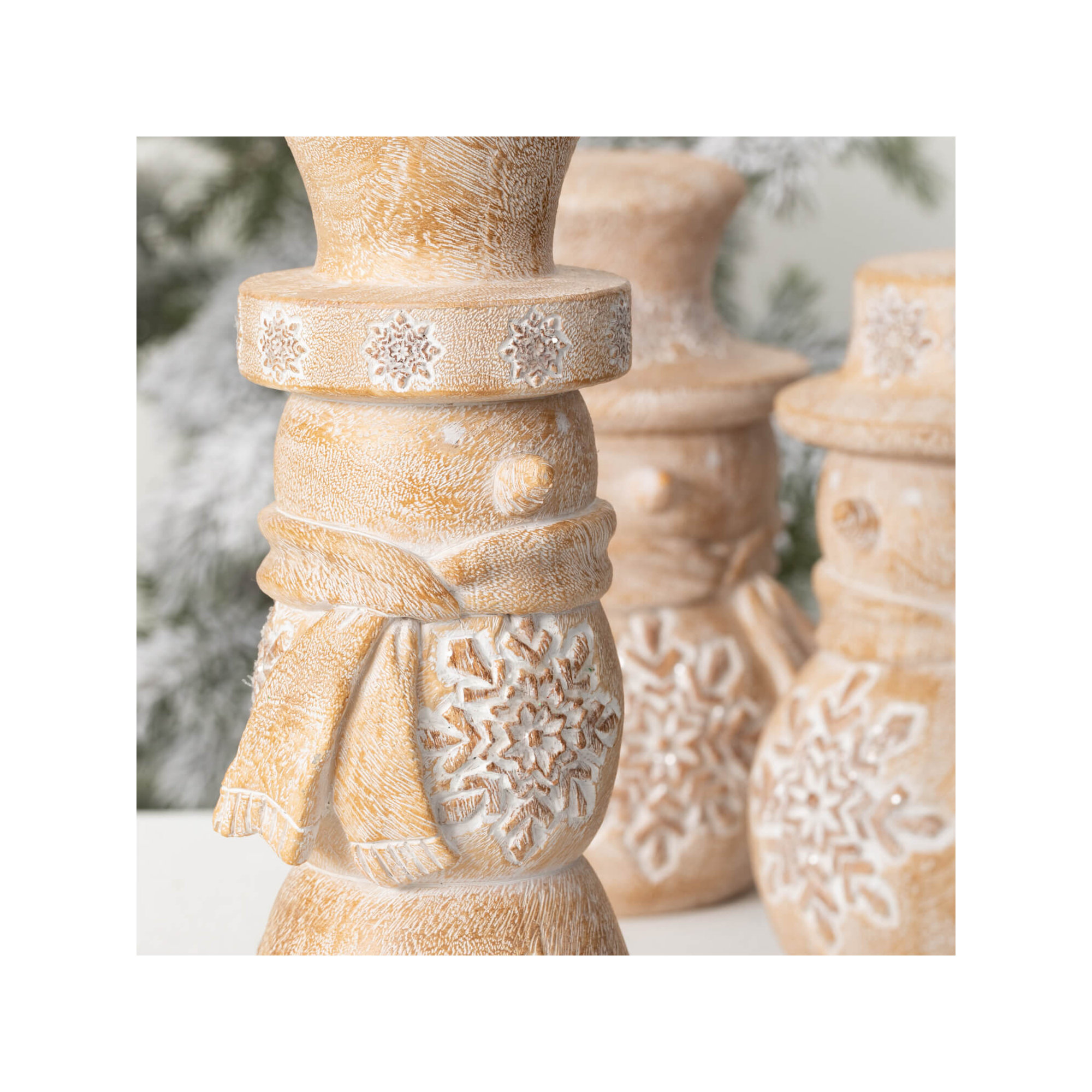 8.5", 9" & 11" Christmas Snowman Figurine Set of 3, Natural