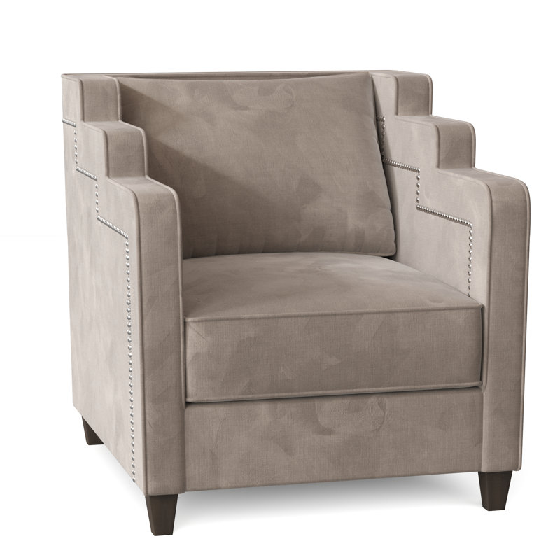 Fauteuil large Abbey, Velours performance Bella Pearl, Brun acajou
