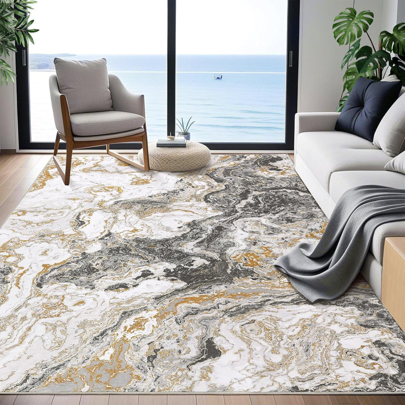 Tapis moderne en marbre, Rectangle 9 pi x 12 pi