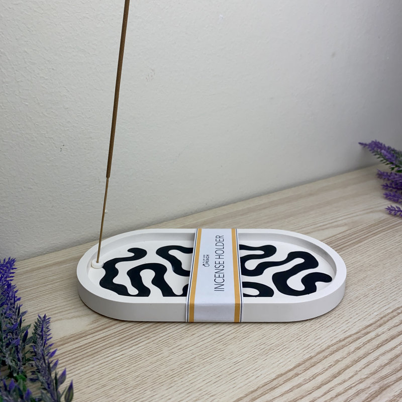 Black Swirls Incense Holders Dish