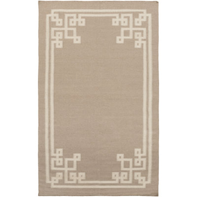 Tapis brun en laine tissé à plat à la main Alameda