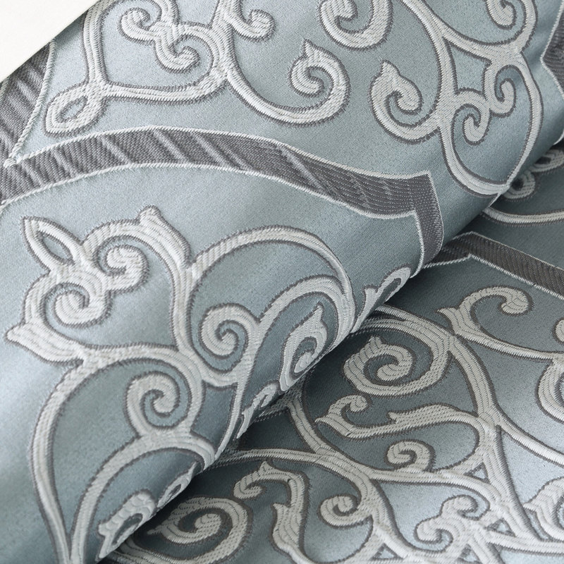 Ensemble de literie de chambre à coucher bleu 12 pièces - Draps en coton, édredon, coussins décoratifs, jupe de lit géométrique pour un style classique,