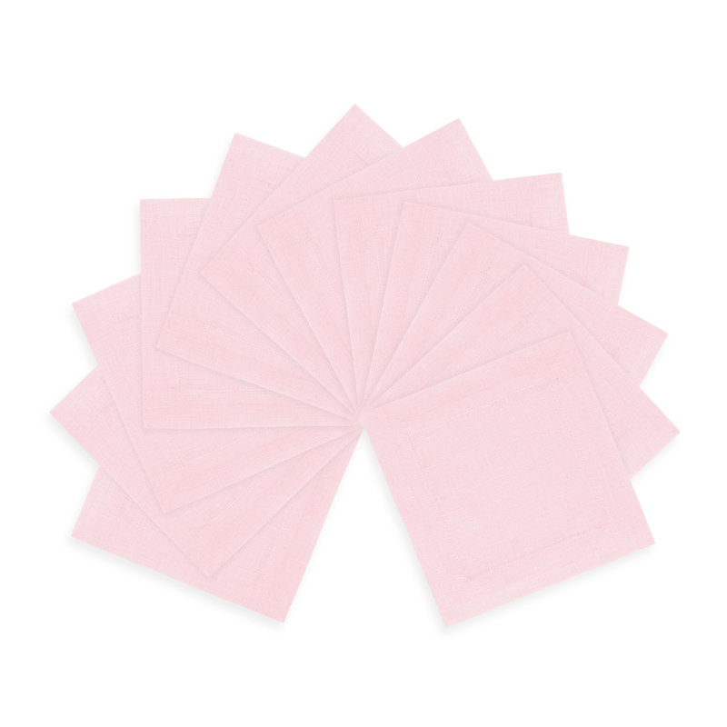 Dru - Cotton Linen Plain Cocktail Napkins, Soft Pink