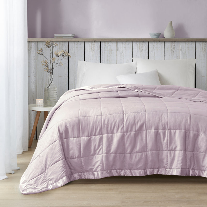 Twin Charcoal Down Alternative Blanket with Satin Trim